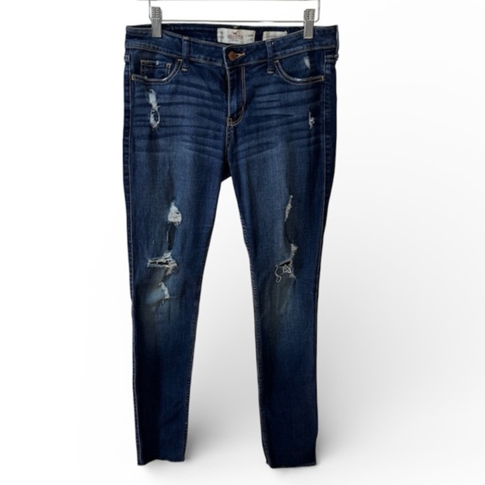 Hollister Dark Blue Distressed Skinny Jeans